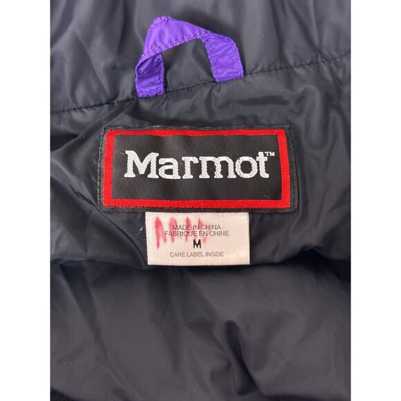 Vintage Marmot Puffer Jacket Medium Mens Purple & Black Full Zip Synthetic Down - Picture 7 of 10